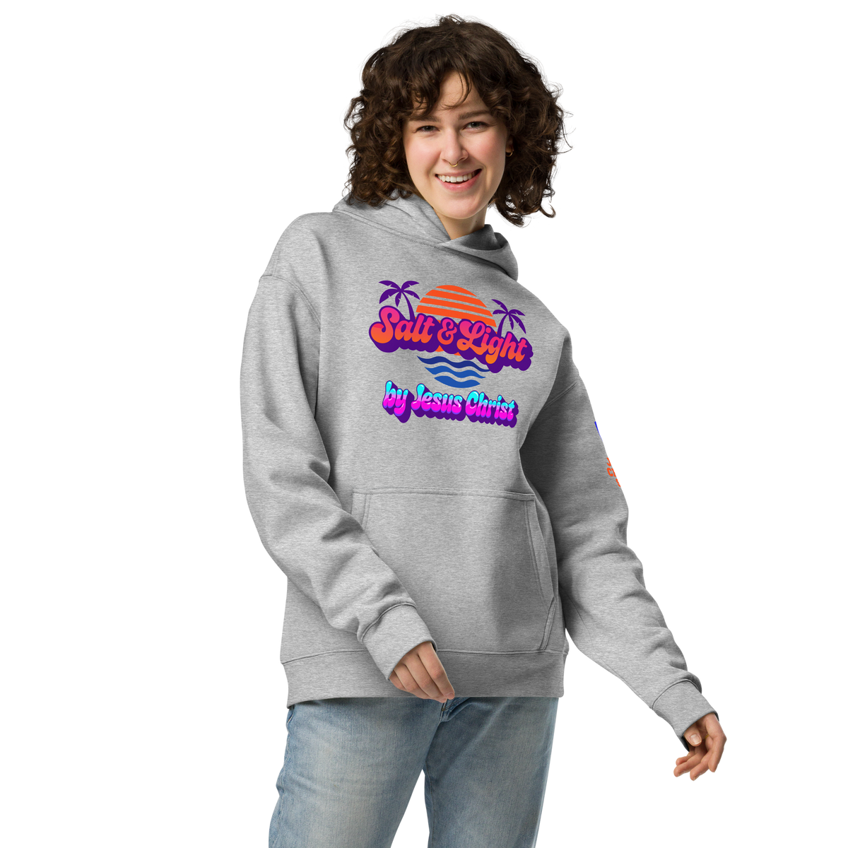 Salt & Light - Retro 80s Neon Sunset Oversized Hoodie